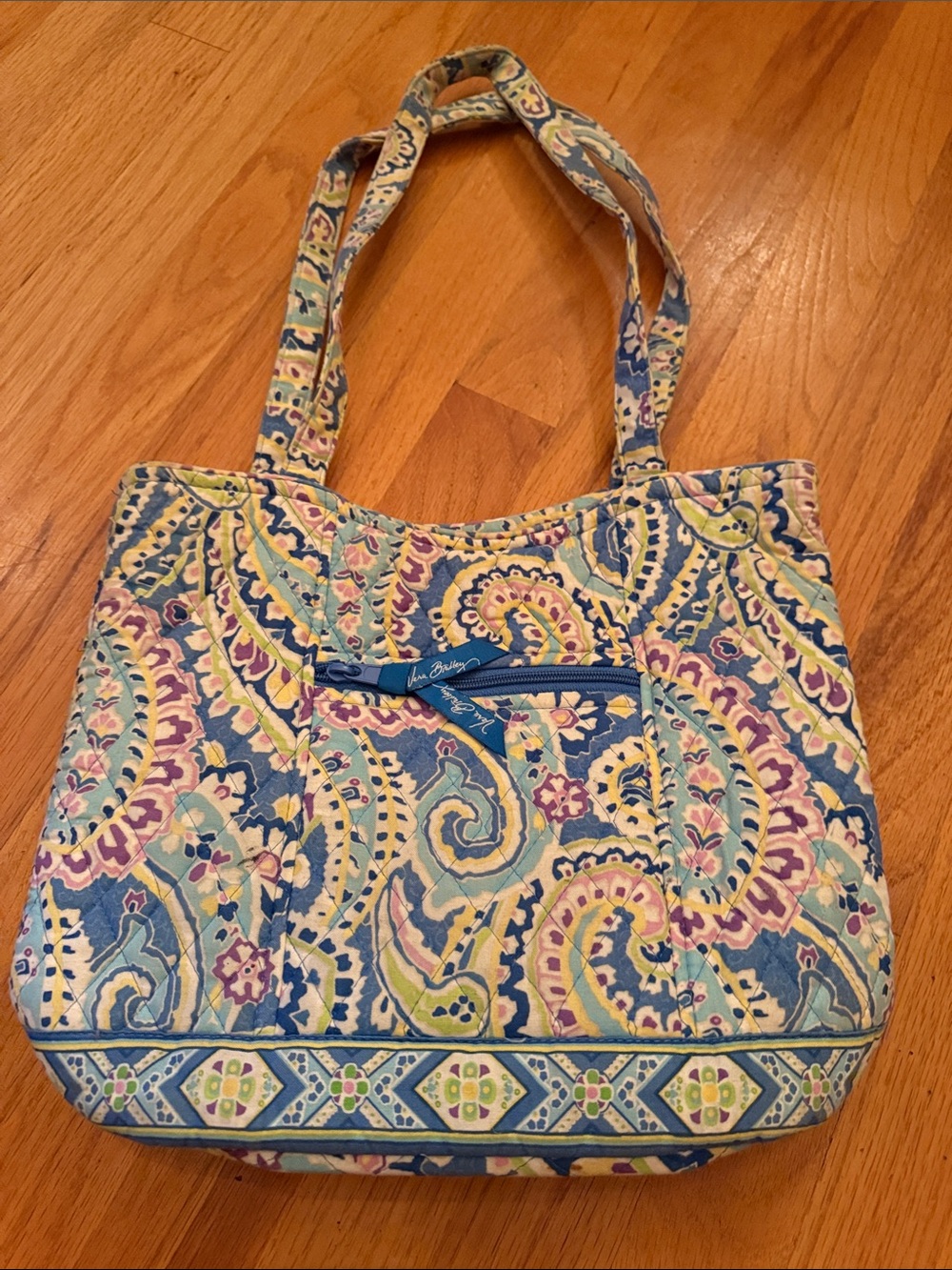 Vera Bradley Pastel Paisley Quilted Tote in Blue and Lavender